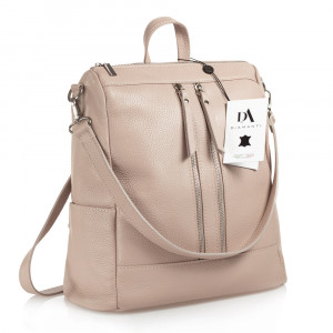 Rucsac tip geanta de dama, din piele naturala, DiAmanti Cerullo Rose Taupe